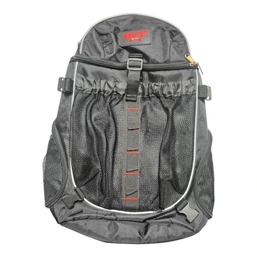 Bad*ss Moto Motorcycle Helmet Backpack Reflective W/ Mesh Helmet Net Attach-2003